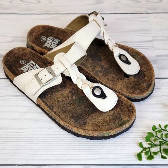 Muk Luks Marsha Sandals In White Womens Size 8 - Picture 1 of 7
